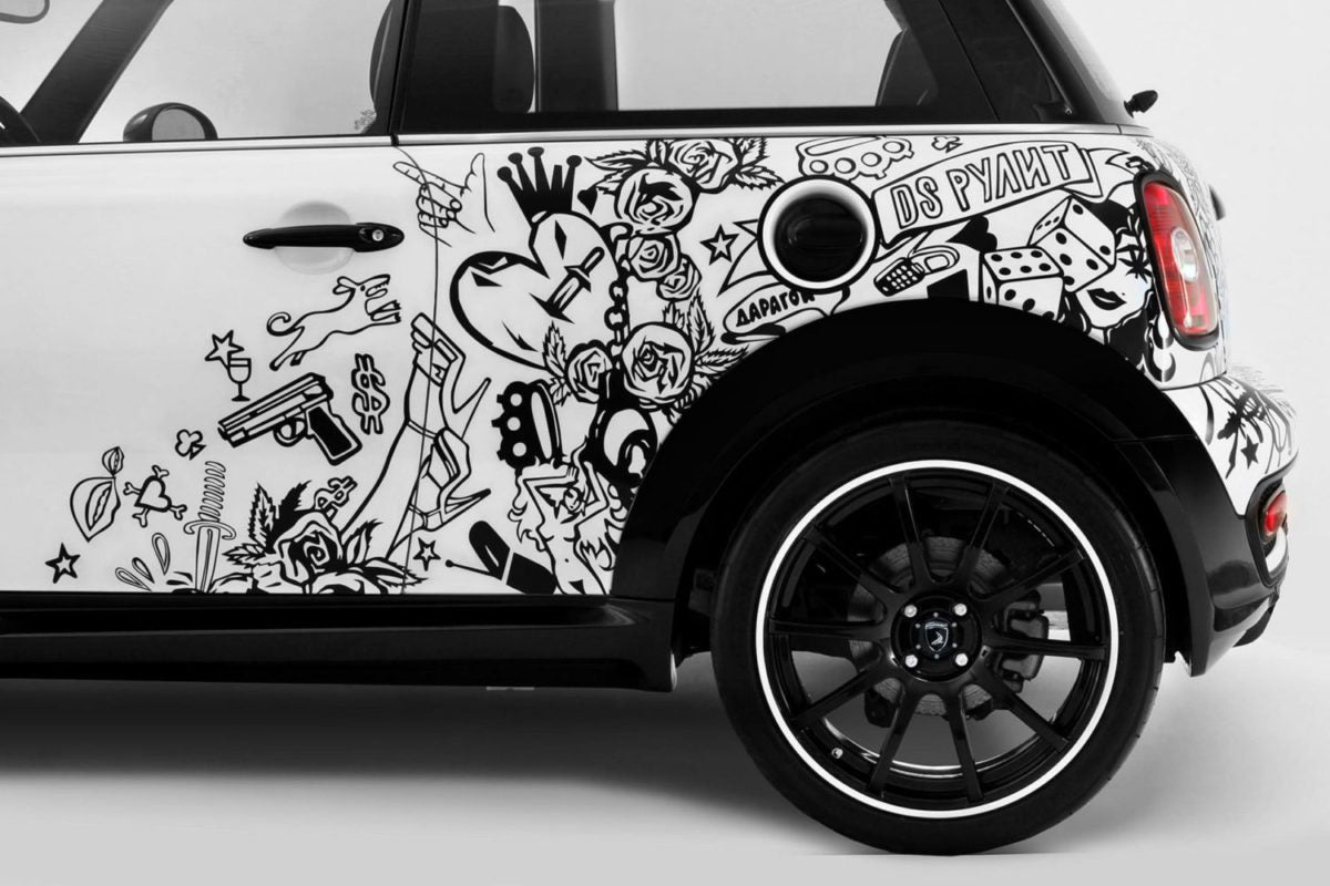 Vinyl stickers on a car